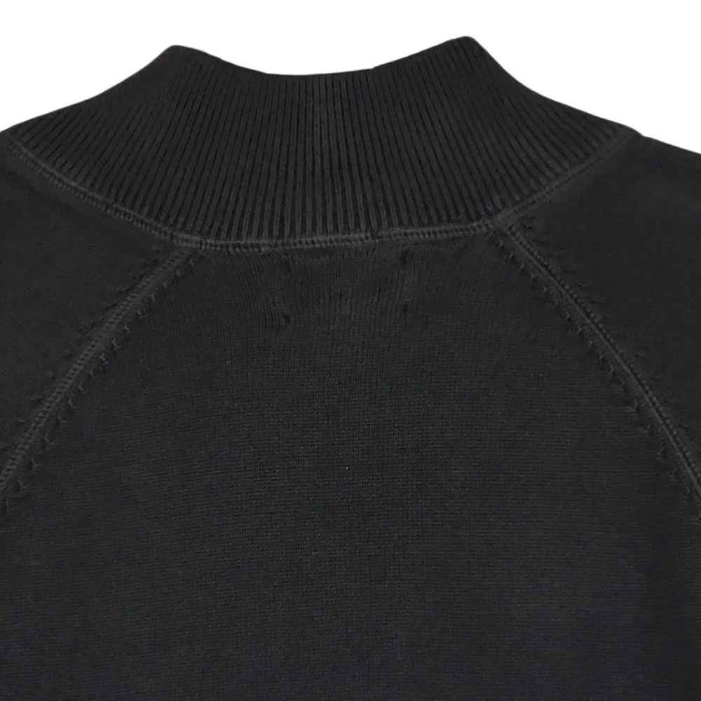 Lands End Full Zip Cardigan M Mens Sweater Black Cotton Modal Neck Dark Academia